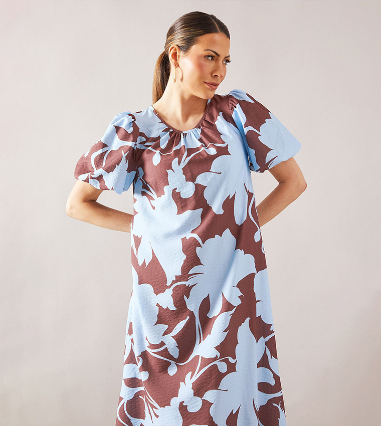 Floral Printed Tie Back Midi Dress