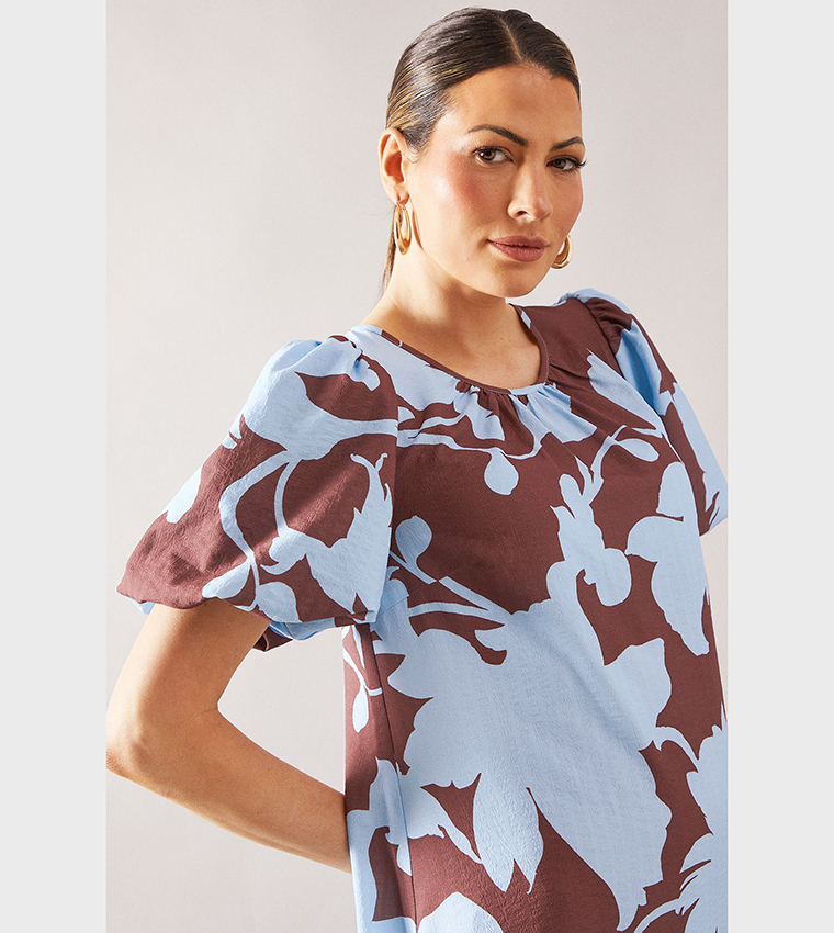 Floral Printed Tie Back Midi Dress
