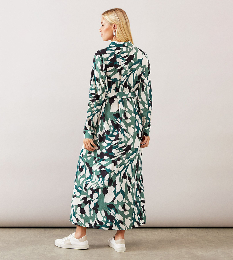 Petite Abstract Button Through Midi Shirt Dress