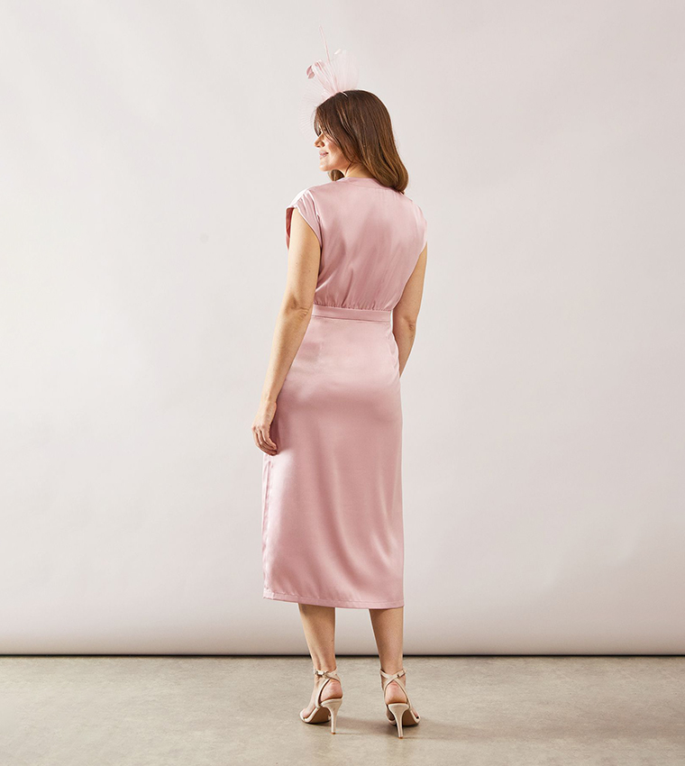Satin Sleeveless Wrap Midi Dress