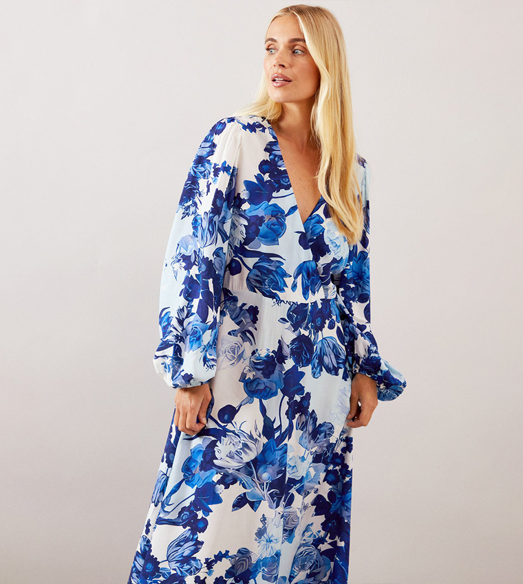 Petite Floral Viscose Wrap Dress