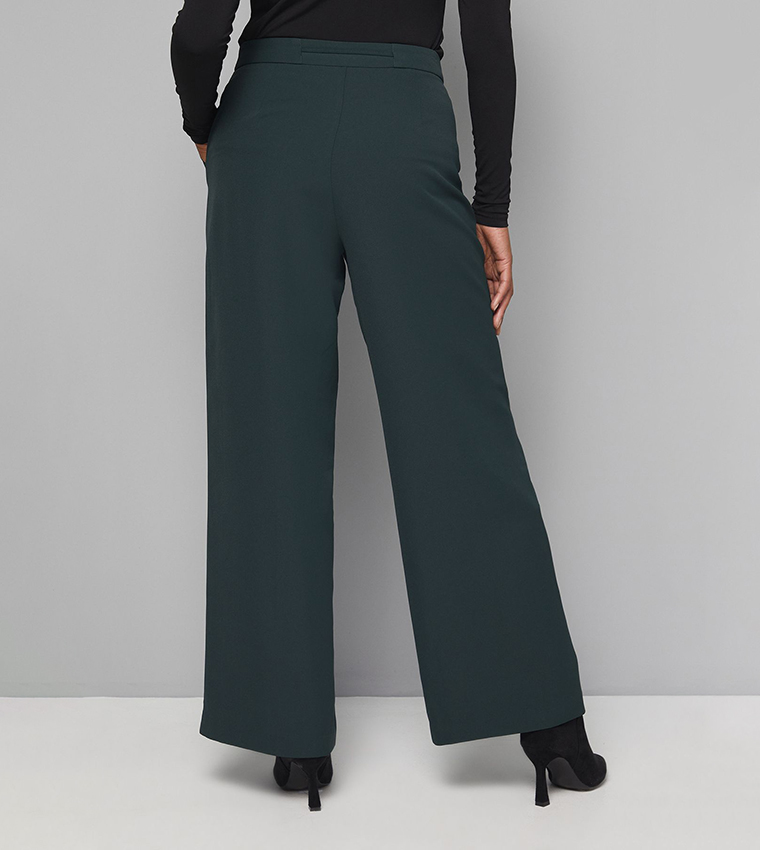 Patch Pocket Tie Waist Utility Straight Fit Trousers