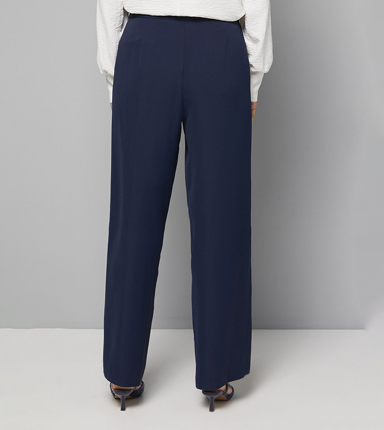 Patch Pocket Tie Waist Utility Straight Fit Trousers