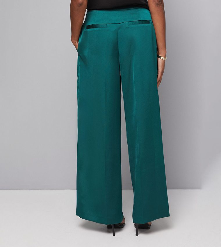 Side Seam Detail Wide Leg Trousers