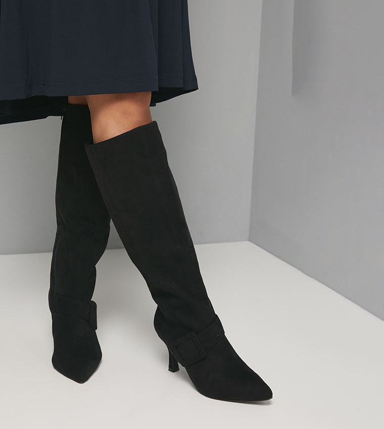 Buy Wallis Wide Fit Hazel Faux Suede Buckle Stiletto Knee High