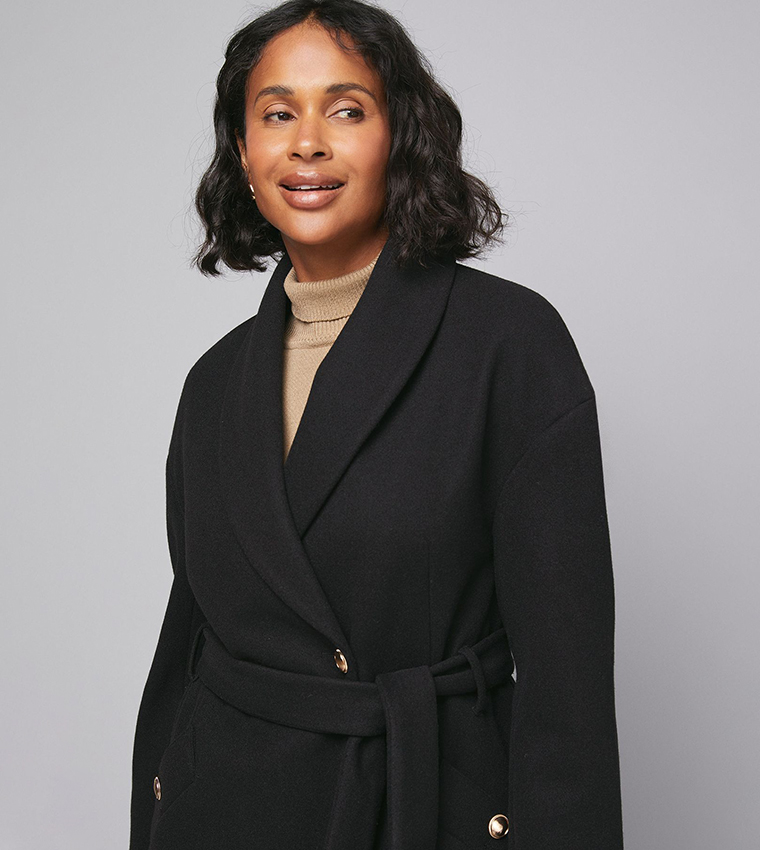 جاكيت بكم طويل بياقة شال 