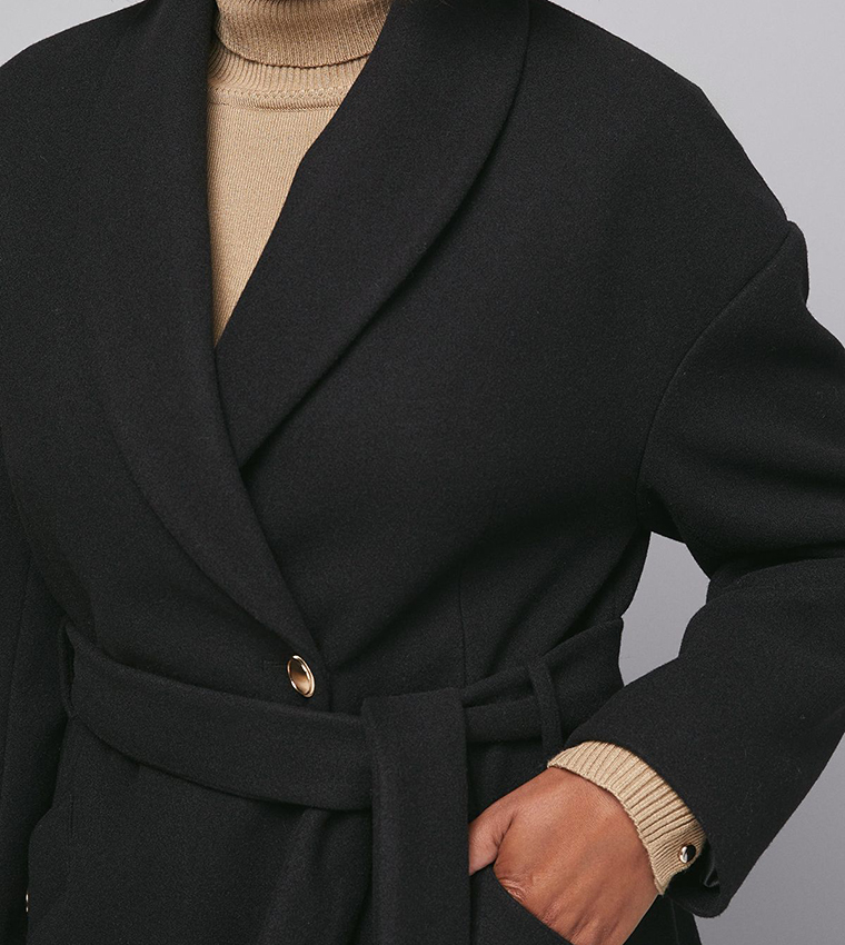 جاكيت بكم طويل بياقة شال 