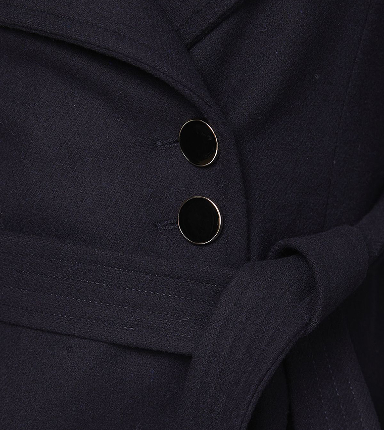 Solid Long Sleeves Belted Maxi Coat