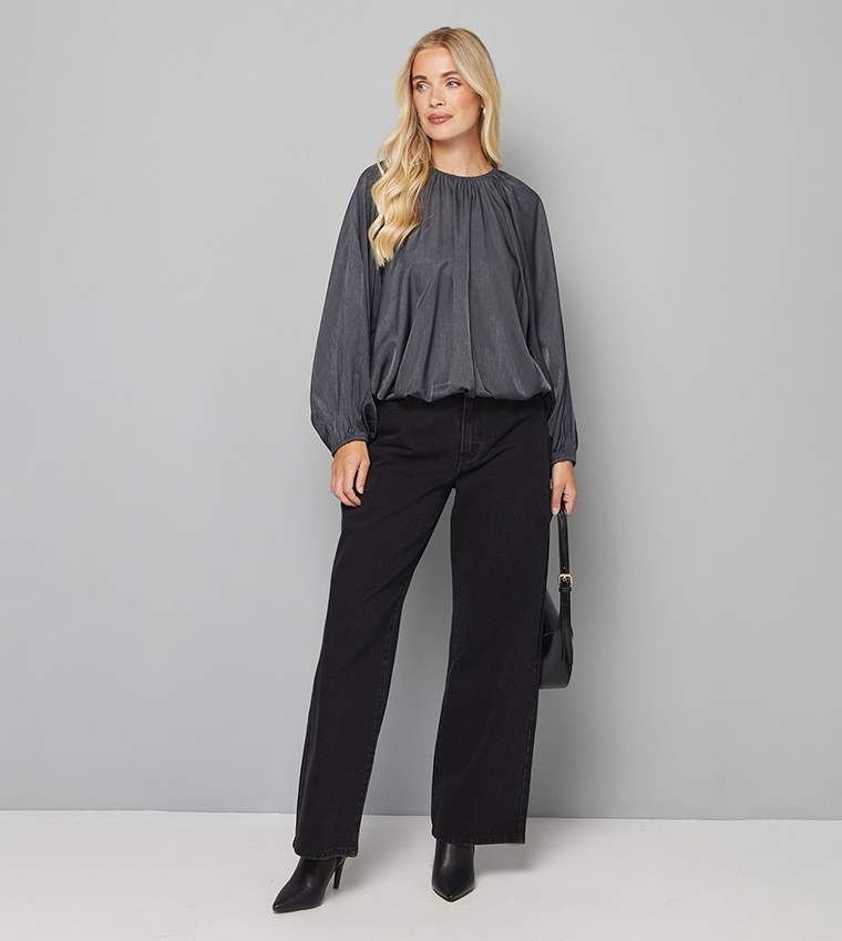 Petite Gathered Puff Hem Top
