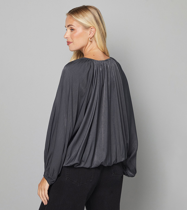 Petite Gathered Puff Hem Top