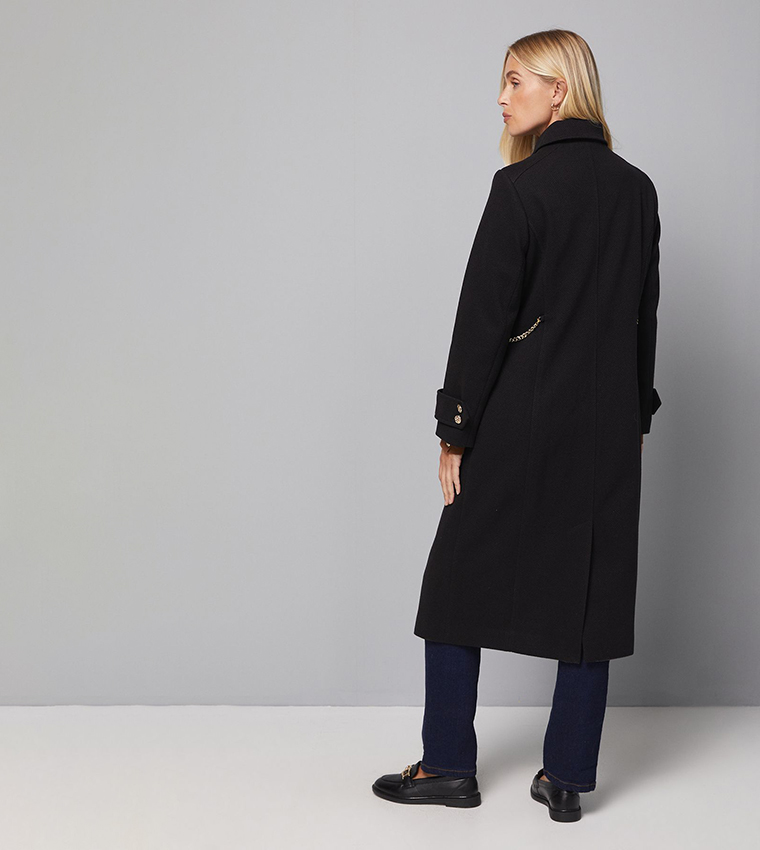 Petite Military Double Breasted Coat