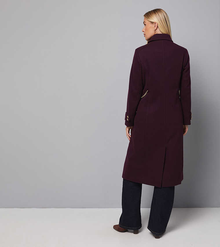 Petite Military Double Breasted Coat