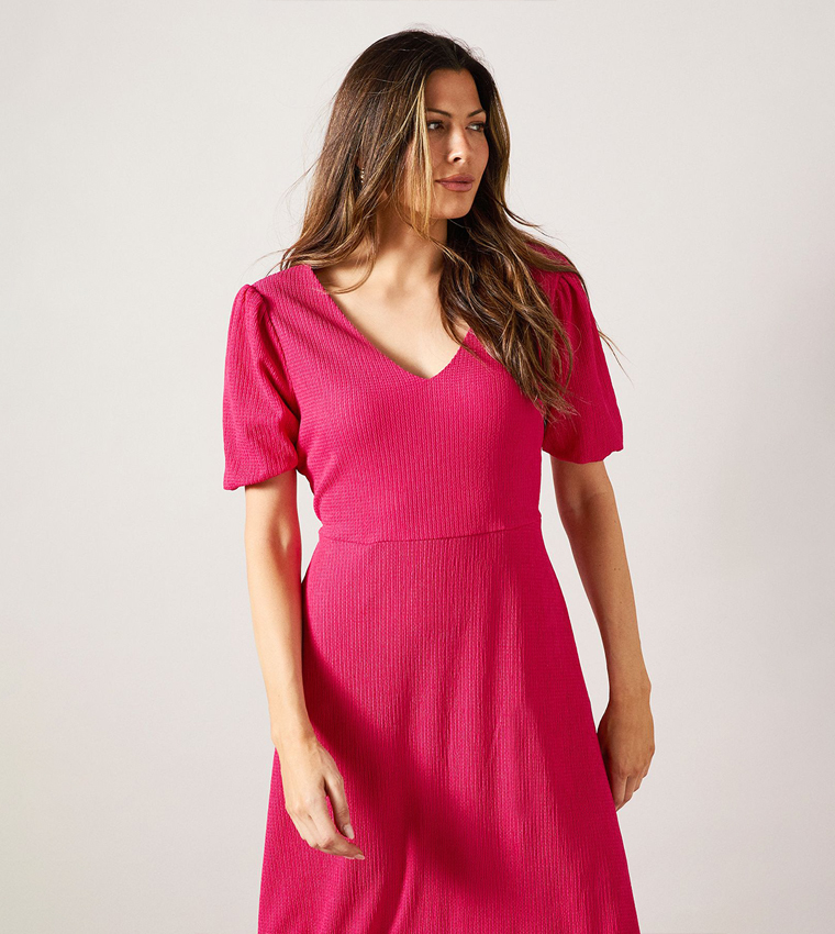 Jersey V-Neck Midi Tea Dress