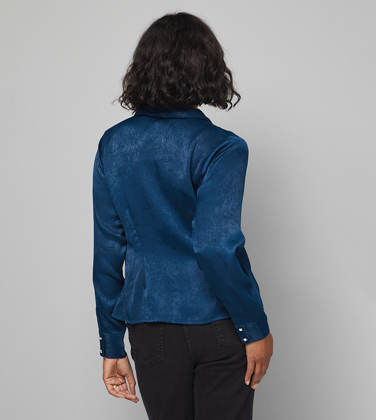 Hammered Satin Ruched Shirt