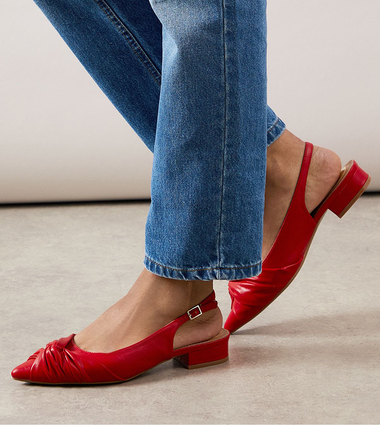 Buy Wallis Laurie Faux Leather Soft Twist Slingback Flat Shoes In