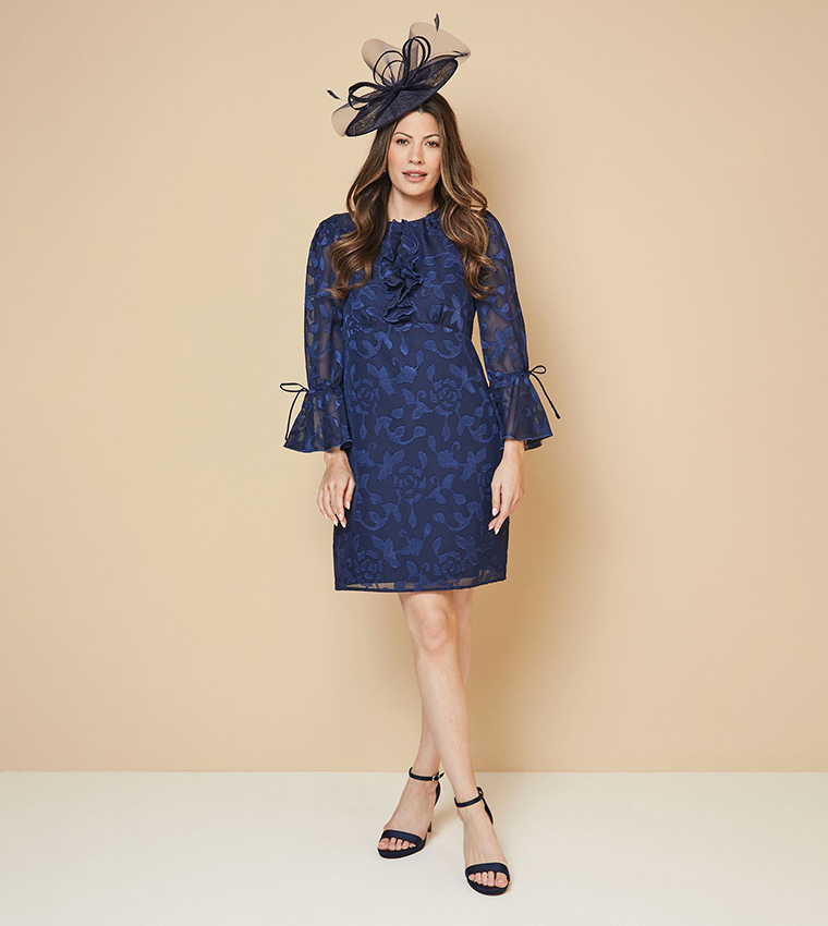Fashion Wallis Navy Shift Dress Buy Wallis Floral Jacquard Ruffle