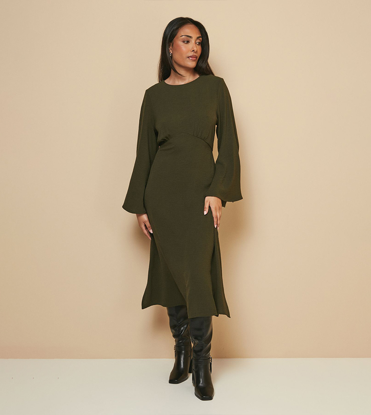 Petite Flared Sleeves Midaxi Dress