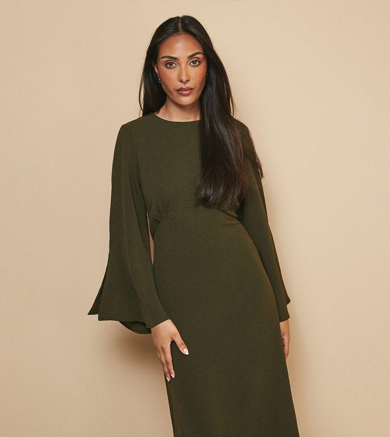 Petite Flared Sleeves Midaxi Dress