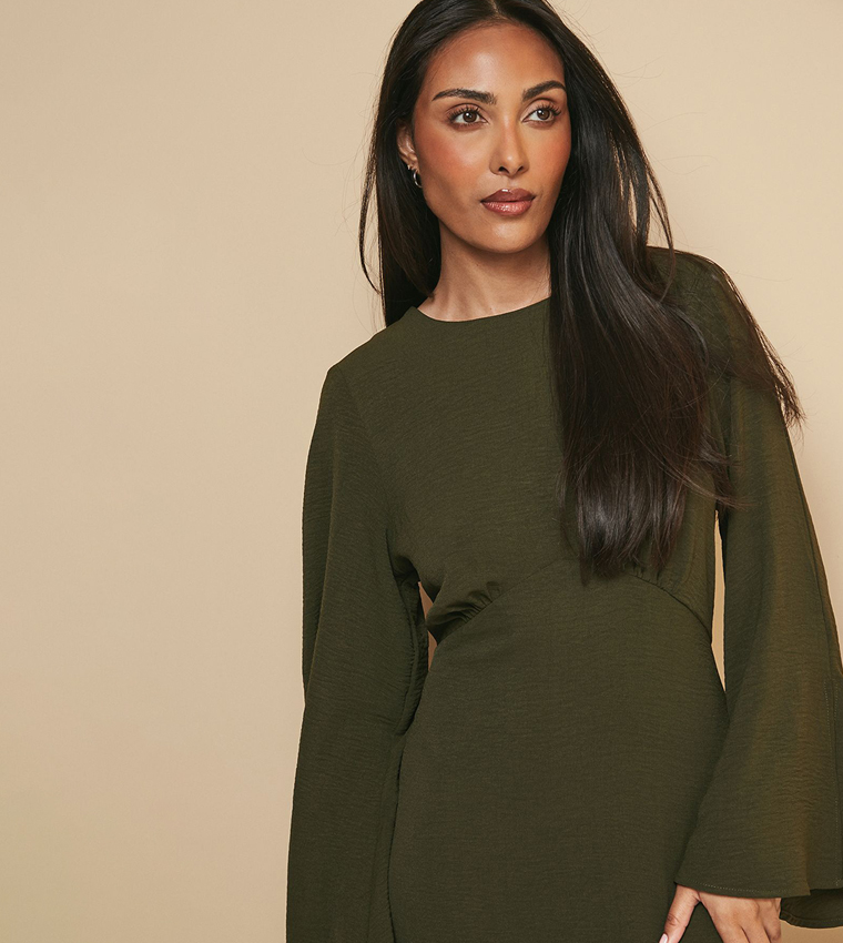 Petite Flared Sleeves Midaxi Dress