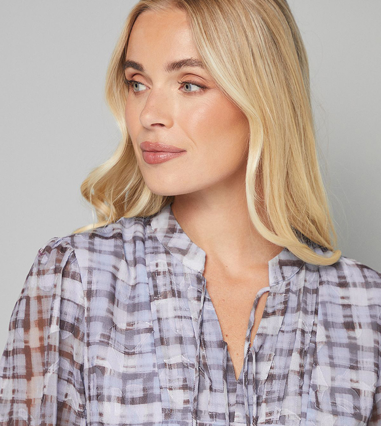 Petite Checkered Tie Front Midi Dress