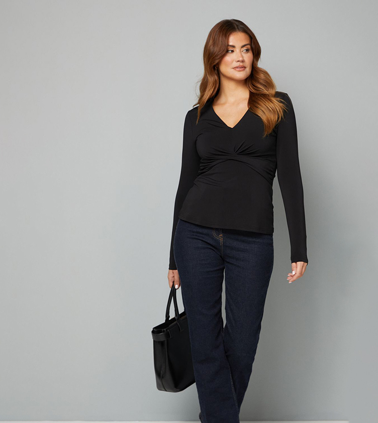 Solid Jersey Twist Front Top