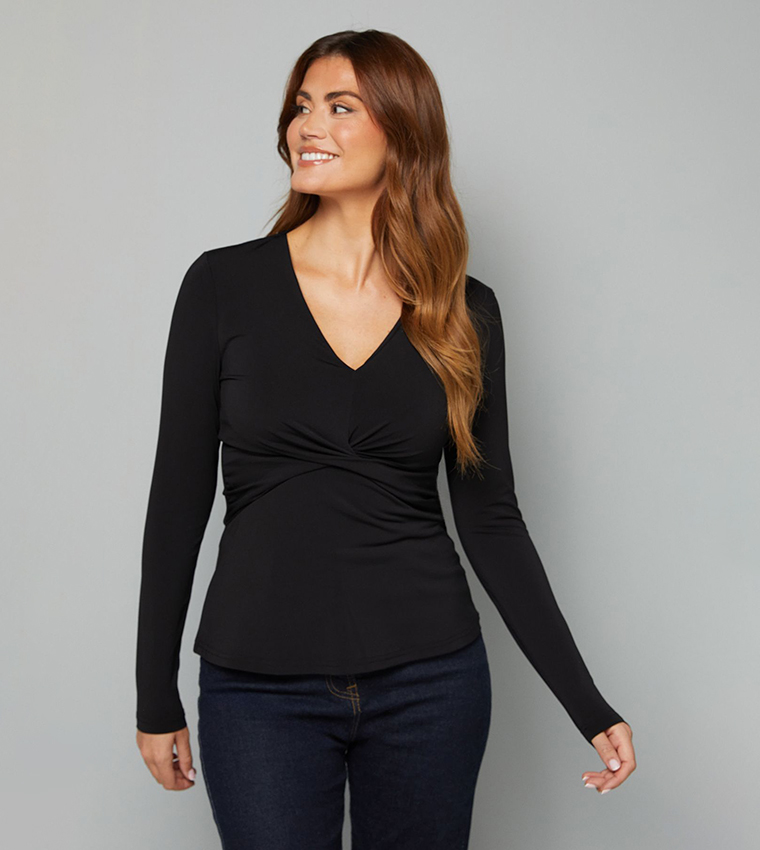 Solid Jersey Twist Front Top