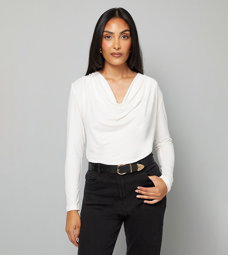 توب جيرسيه بياقة متدلية للمقاسات الصغيرة 