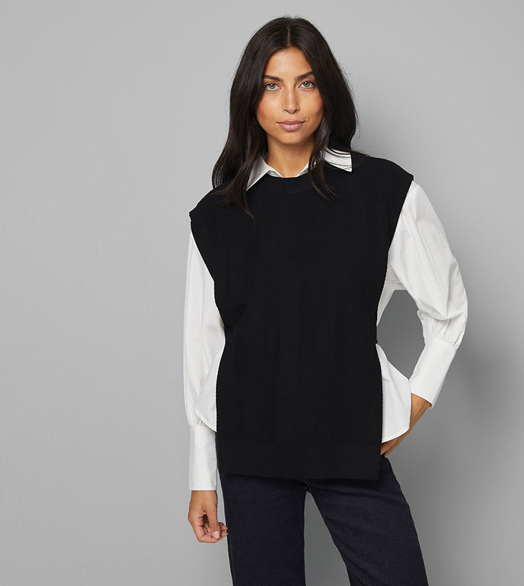 Belted Knitted Sweater Vest