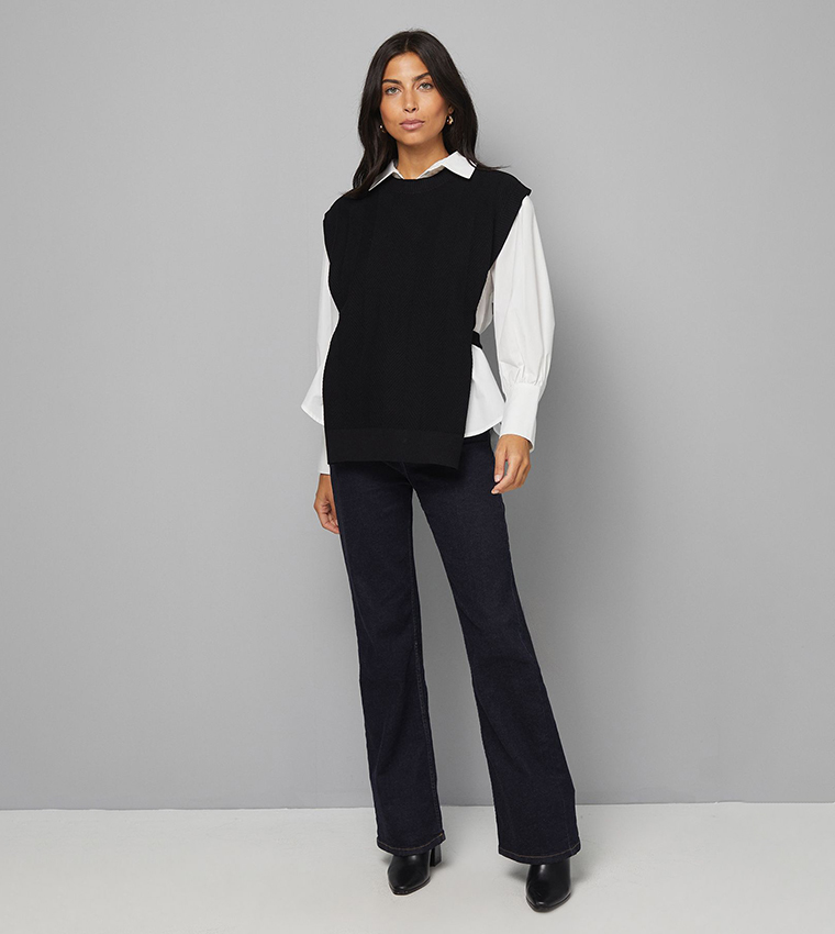 Belted Knitted Sweater Vest