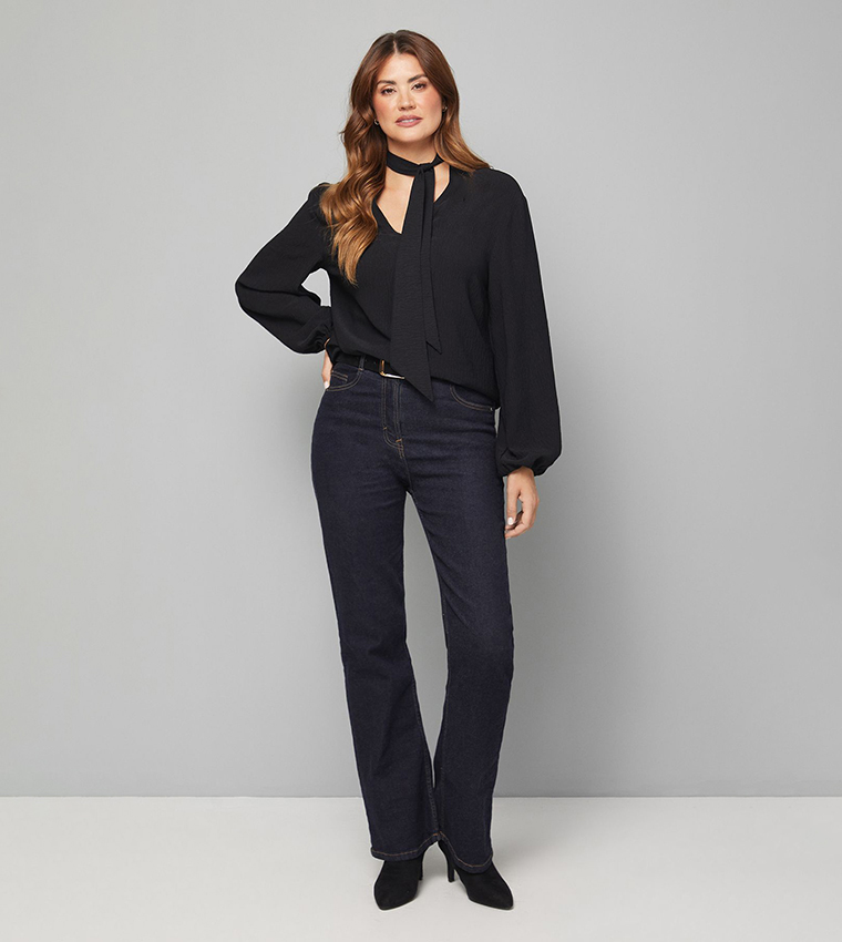 Tie Neck Long Sleeves Woven Top