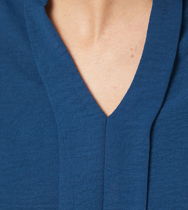 Crew Neck Long Sleeves Woven Top