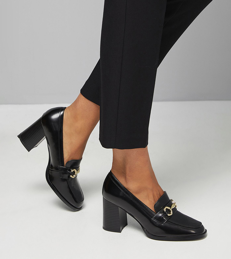 Daffie Snaffle Trim High Block Heeled Loafers