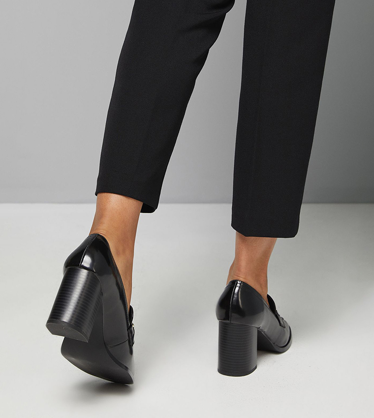 Daffie Snaffle Trim High Block Heeled Loafers
