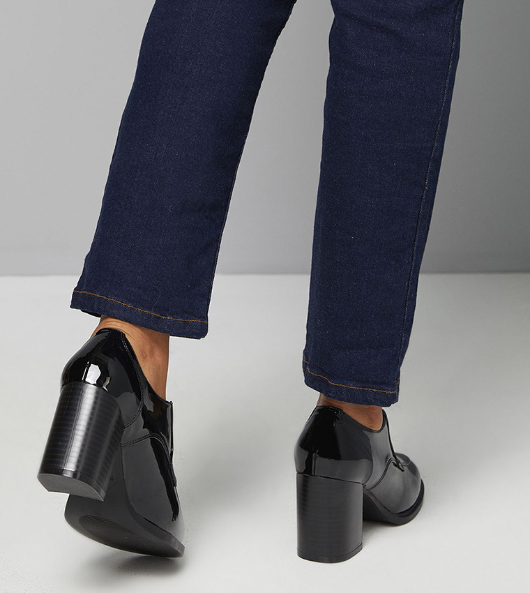 Wide Fit Dante Lace Up Block Heeled Loafers