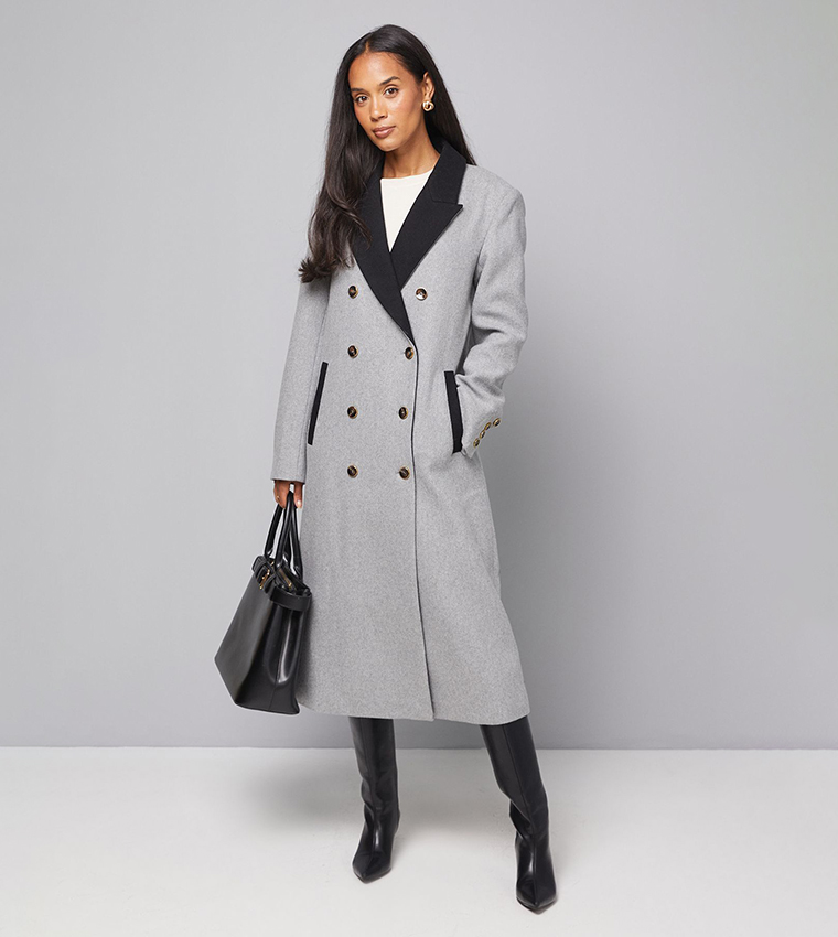 Contrast Collar and Pocket Detail Coat