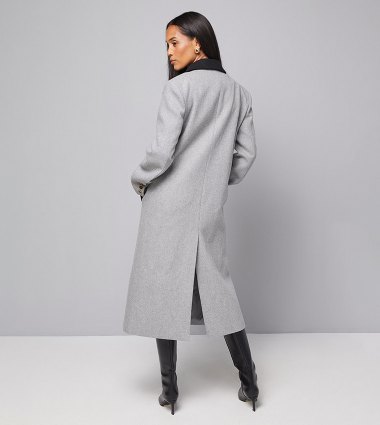 Contrast Collar and Pocket Detail Coat