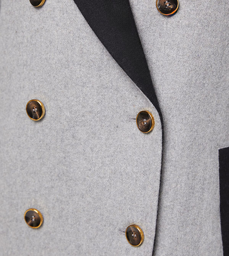 Contrast Collar and Pocket Detail Coat