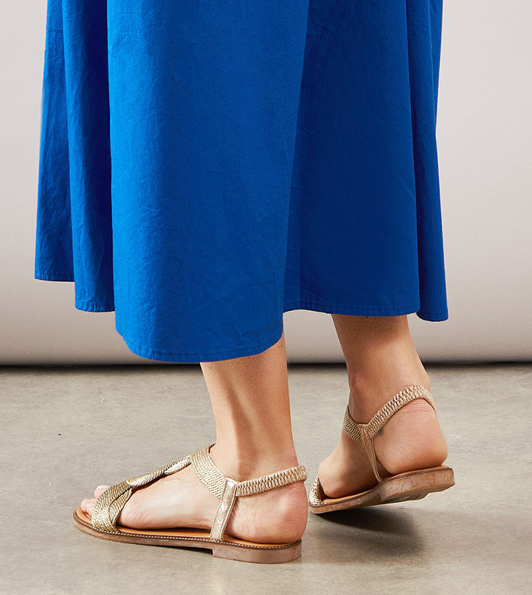 Cassie Twist T-Bar Slingback Flat Sandals