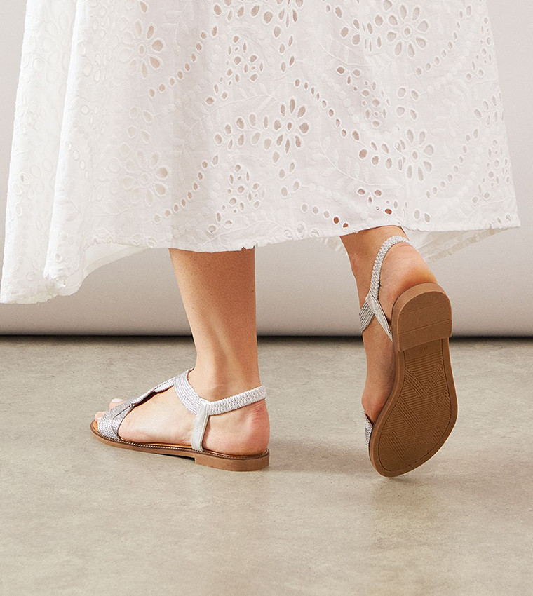 Cassie Twist T-Bar Slingback Flat Sandals