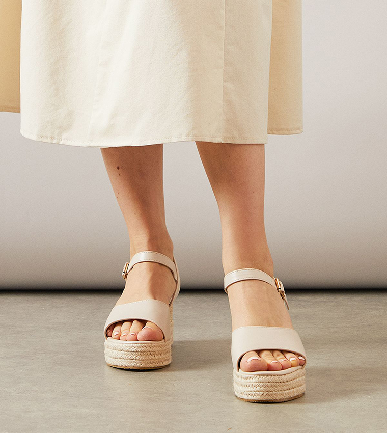 Roxy Faux Leather Wedge Sandals
