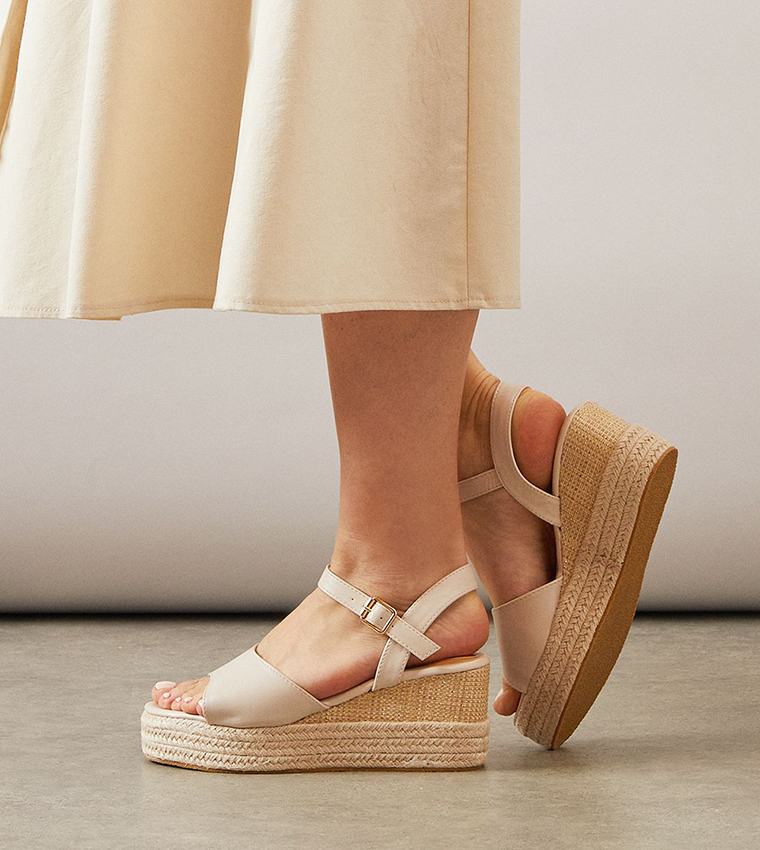 Roxy Faux Leather Wedge Sandals