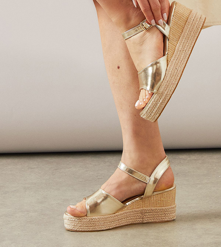 Roxy Faux Leather Wedge Sandals