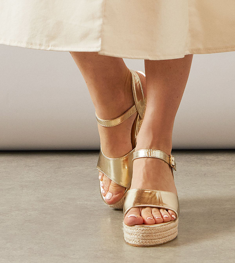Roxy Faux Leather Wedge Sandals