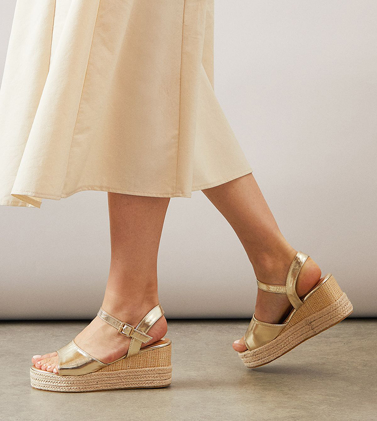 Roxy Faux Leather Wedge Sandals