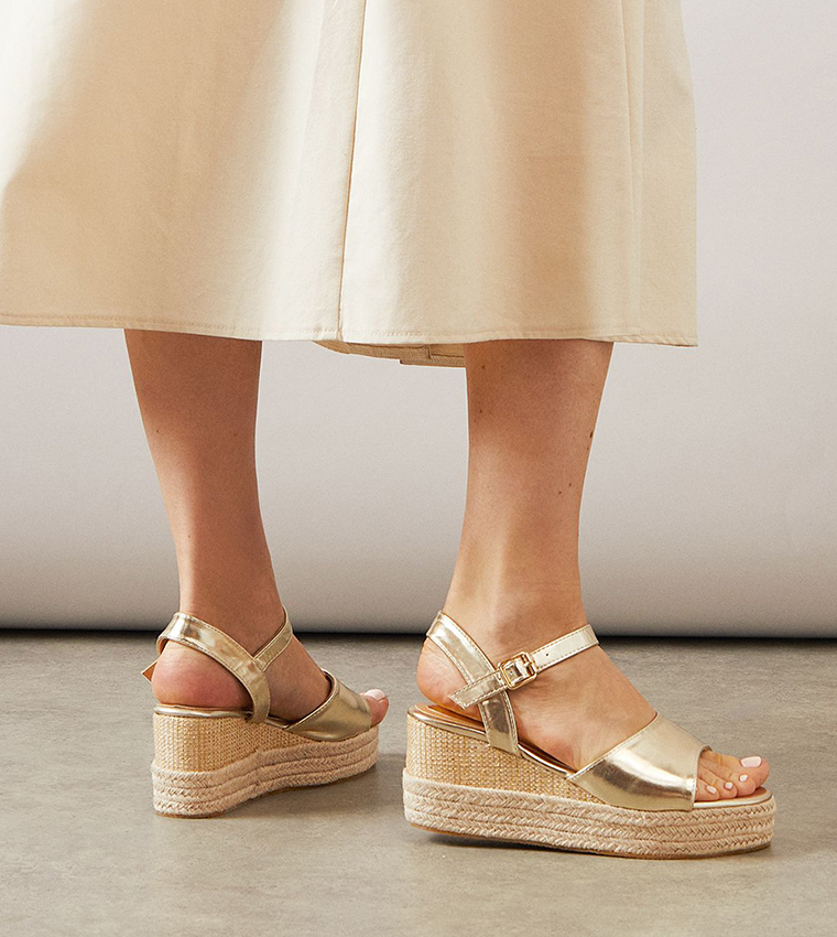 Roxy Faux Leather Wedge Sandals