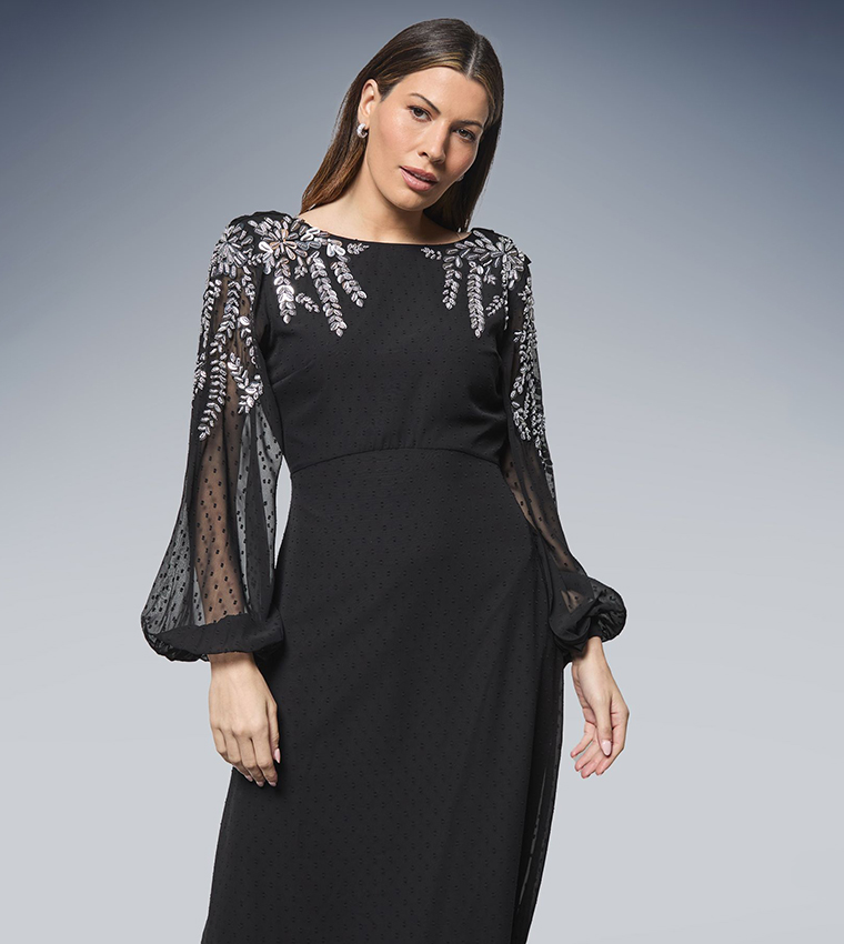 فستان ميدي مطرز 