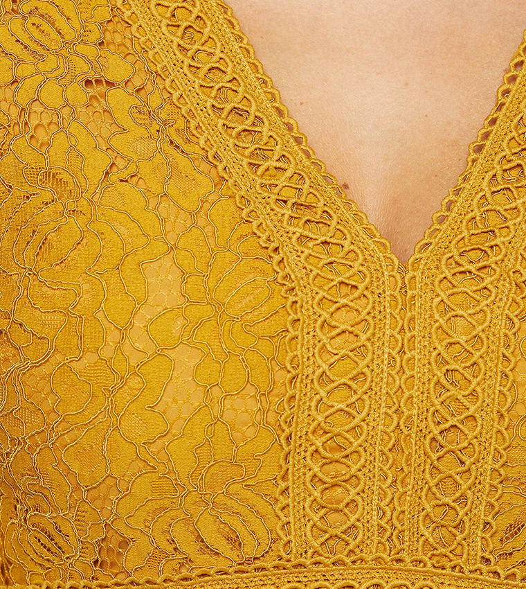 Lace Pleated Midi Dress