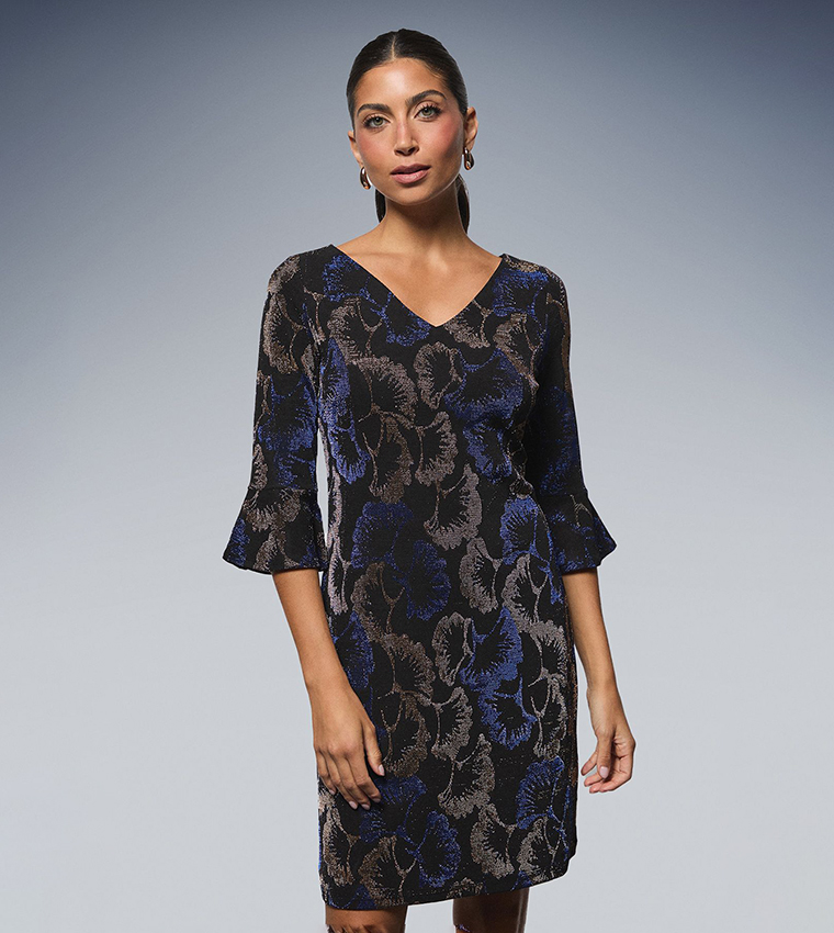 Occasion Glitter Jersey Ruffle Shift Mini Dress