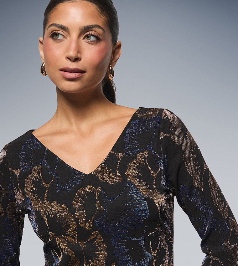 Occasion Glitter Jersey Ruffle Shift Mini Dress
