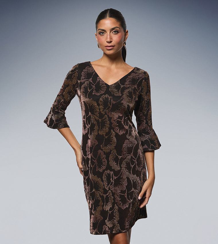 Occasion Glitter Jersey Ruffle Shift Mini Dress